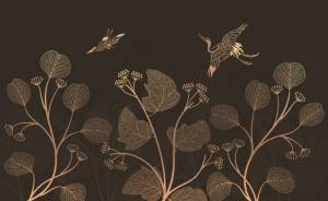 3D Фотообои Artegrafico «Журавлиная пара. Вечерняя нега» PL-057 песок