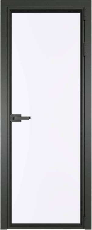 Межкомнатная дверь Profil Doors 1 AV цвет профиля Серая ночь, стекло безопасное 6 мм монохром белый просветленный 600x2000