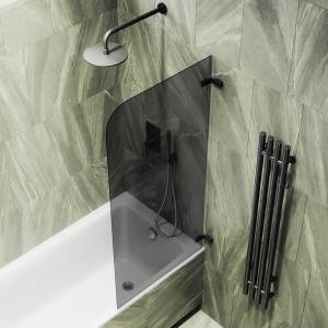 Шторка на ванну MaybahGlass MGV-652-6 40.5x140, поворотная, стекло бронза матовая 6 мм, профиль черный