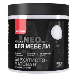 Краска для мебели высокоукрывистая Neomid Neoproff бархатисто-матовая белая 0.75 кг