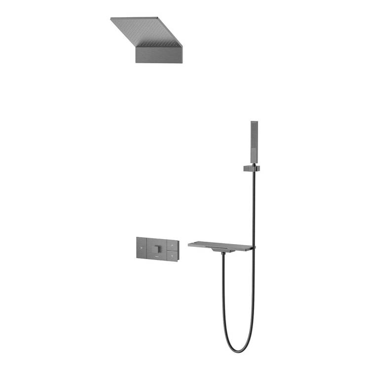 Душевой комплект Vincea VSFW-2F11TGM вороненая сталь, встраиваемый, с термостатом