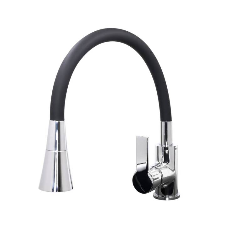 Смеситель для кухни Stella Polar Тулуза SP-00001978 S3865-2 с гибким изливом, черный, хром