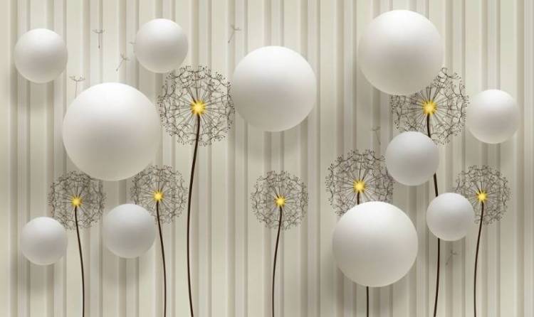3D Фотообои Artegrafico «Одуванчики с шарами» GM-065 акварель