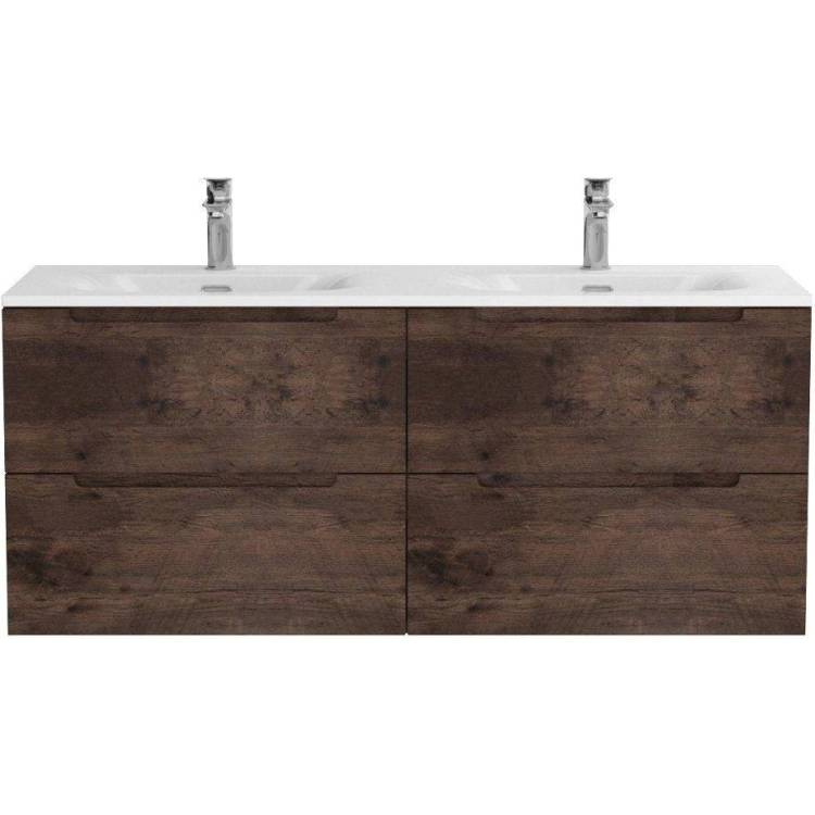 Тумба с раковиной BelBagno для двоих, rovere moro, раковина BB-8099-120-2
