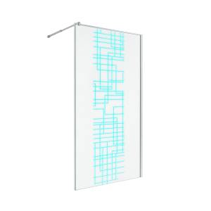 Душевая перегородка AvaCan LC100 профиль хром, стекло матовое, с рисунком, 100x200