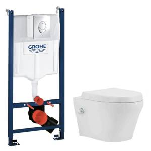 Комплект Grohe GR74578601 Инсталляция для унитаза Grohe Rapid SL + Унитаз подвесной beWash Metison безободковый, с функцией биде и сиденьем микролифт, белый глянец