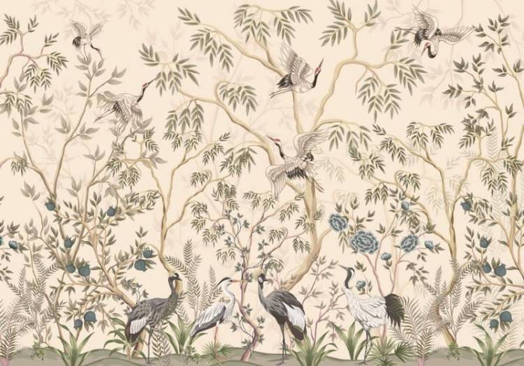 3D Фотообои Artegrafico «Журавлиный сад» FN-035 акварель