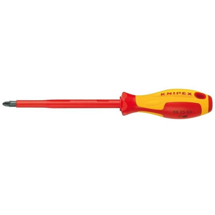 Отвертка KNIPEX VDE Pozidriv PZ3, длина стержня 150 мм, 270 мм, диэлектрическая, 2-компонентная рукоятка