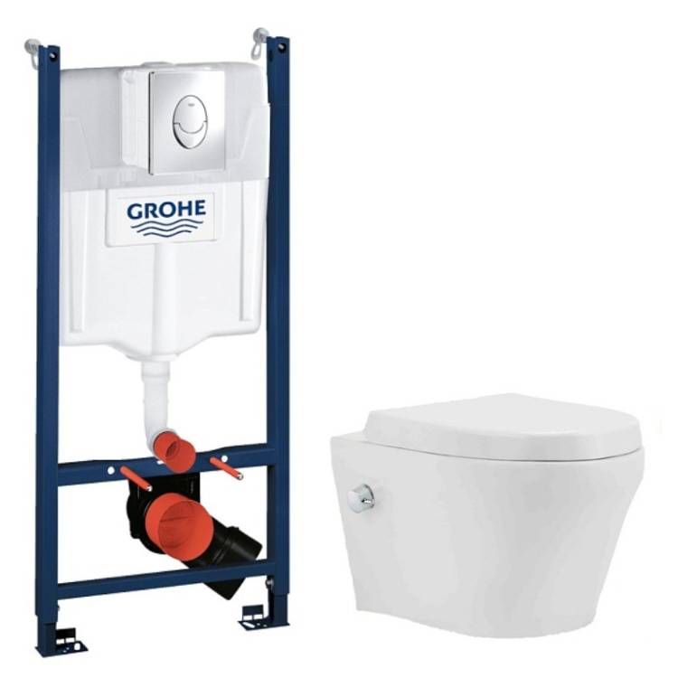 Комплект Grohe GR74578601 Инсталляция для унитаза Grohe Rapid SL + Унитаз подвесной beWash Metison безободковый, с функцией биде и сиденьем микролифт, белый глянец