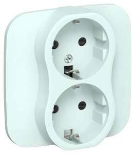 Розетка 2-местная с заземлением и шторками IEK Flite FI-R24A-16-K94 холодный лед