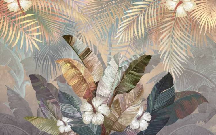 3D Фотообои Artegrafico «Тропический букет на закате» TP-011 канвас