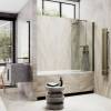 Шторка на ванну MaybahGlass MGV-764-2 40x140, поворотная, стекло прозрачное 6 мм, профиль бронза, с полотенцедержателем фото 2