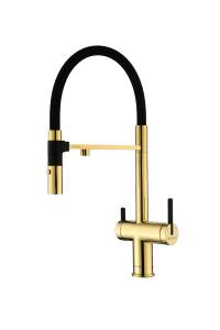 Смеситель для кухни Paulmark Gravity Gr213888-G с гибким изливом, золото