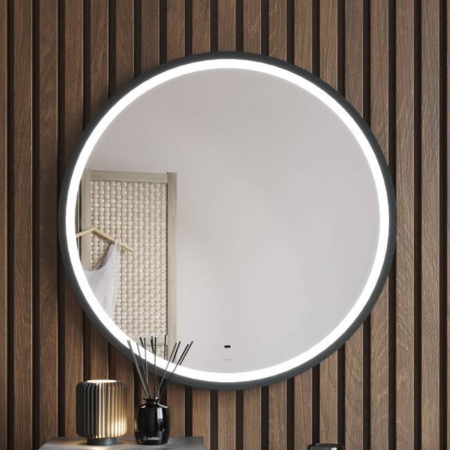 Зеркало BOND Circle M60ZE-8080 круглое, с LED подсветкой и бесконтактным сенсором, черной рамой, 80х80