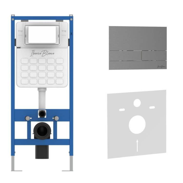 Система инсталляции для унитазов Iberica Blanca Inox-S IB001.016.02 кнопка смыва вороненая сталь