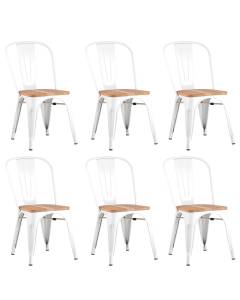 Набор из 6 стульев Stool Group Tolix YD-H440B-W LG-02 X6 белый глянцевый, светлое дерево