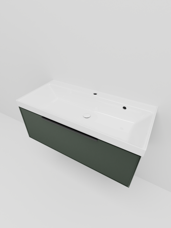 Тумба с раковиной La Fenice Simpla Grigio NFNC-01-SIM-G-100-3-100 серо-зеленая матовая, 100 см