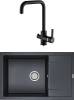 Мойка кухонная Paulmark PM317850-BLM черный металлик + Смеситель Paulmark Logas Lo213021-418 для кухонной мойки, черный металлик