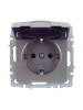 Розетка 1-местная с заземлением, шторками и крышкой IEK Brite BR-R16-16-K46 сталь фото 3
