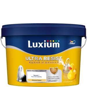 Краска латексная Luxium Ultra Resist Для Кухни и Ванной полуматовая база BW 2.5 л
