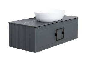 Тумба с раковиной La Fenice Cubo FNC-01-CUB-G-100 Серый, белая ручка, подвесная, со столешницей