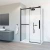 Душевой уголок Vincea Como Soft VSR-1CS8011CLB 1100x800, черный, стекло прозрачное