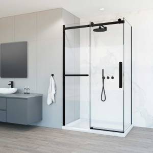 Душевой уголок Vincea Como Soft VSR-1CS8011CLB 1100x800, черный, стекло прозрачное