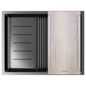 Мойка кухонная Paulmark Next-Multi Sink 58 Uni PM785845-GM Вороненая Сталь, 58x45