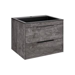 Тумба с раковиной Vincea Chiara 2D 600 2 выкатных ящика, G.Stone, раковина черная