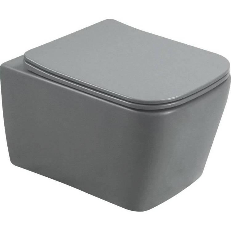 Унитаз подвесной SantiLine SL-5007MG с крышкой-сиденьем микролифт, серый матовый