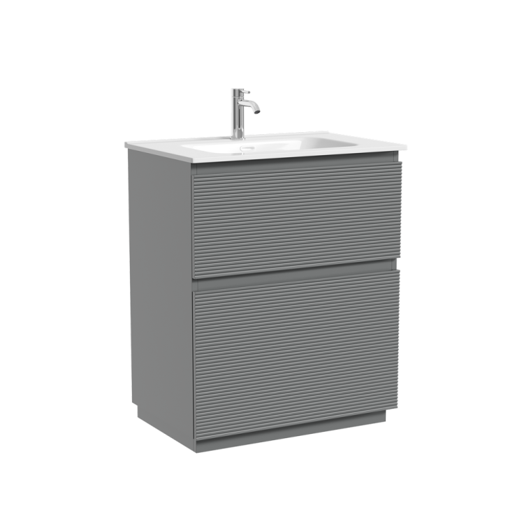 Тумба с раковиной Sancos Folk Floor напольная, 70x45x87, c двумя ящиками оснащенными доводчиками, Ergraut soft