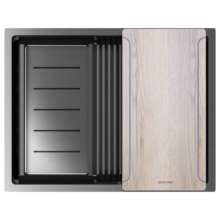 Мойка кухонная Paulmark Next-Multi Sink 58 Uni PM785845-GM Вороненая Сталь, 58x45