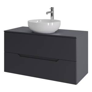 Тумба с раковиной Orange Line Li-100TugMDF+B07-420W графит матовый, 100 см