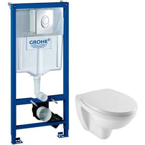 Комплект Унитаз Jacob Delafon Patio EDV102-00 + Крышка-сиденье July / Brive 17503 + Инсталляция Grohe Rapid SL 38721001 3 в 1 с кнопкой