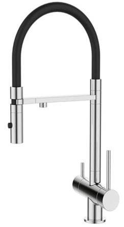 Смеситель для кухни DQ Kitchen DA1462501Chrome с подключением к фильтру, гибкий излив, хром