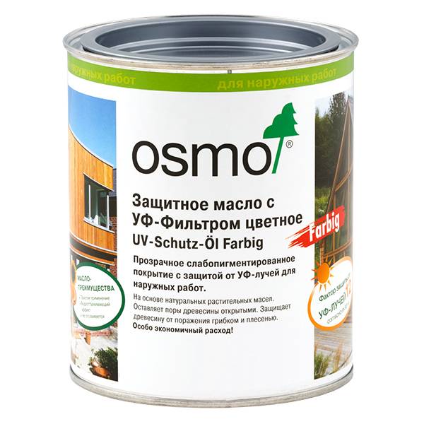 Защитное масло с УФ-фильтром цветное (с биоцидами) Osmo UV-Schutz-Öl Farbig 428 кедр 0.75 л