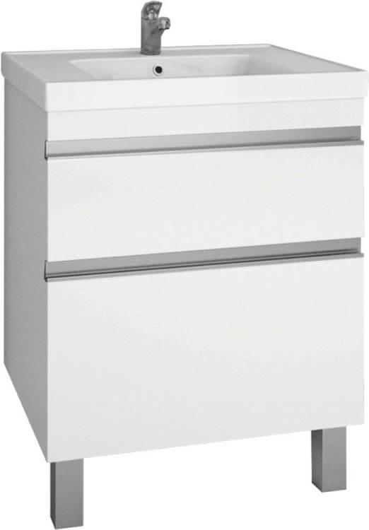 Тумба с раковиной Dreja Grace Plus 60 с опорами, белый глянец