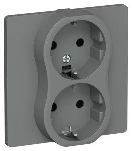 Розетка 2-местная с заземлением IEK Flite FI-R21C-16-K80 мокрый асфальт