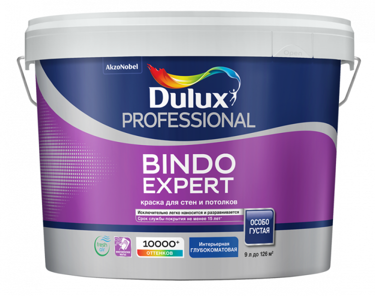 DULUX BINDO EXPERT краска для потолка и стен, глуб/матовая, белая, Баз BW (1л)