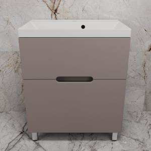 Тумба с раковиной Style Line Матис 70 напольная, тауп темный, раковина жасмин, 82x70x45