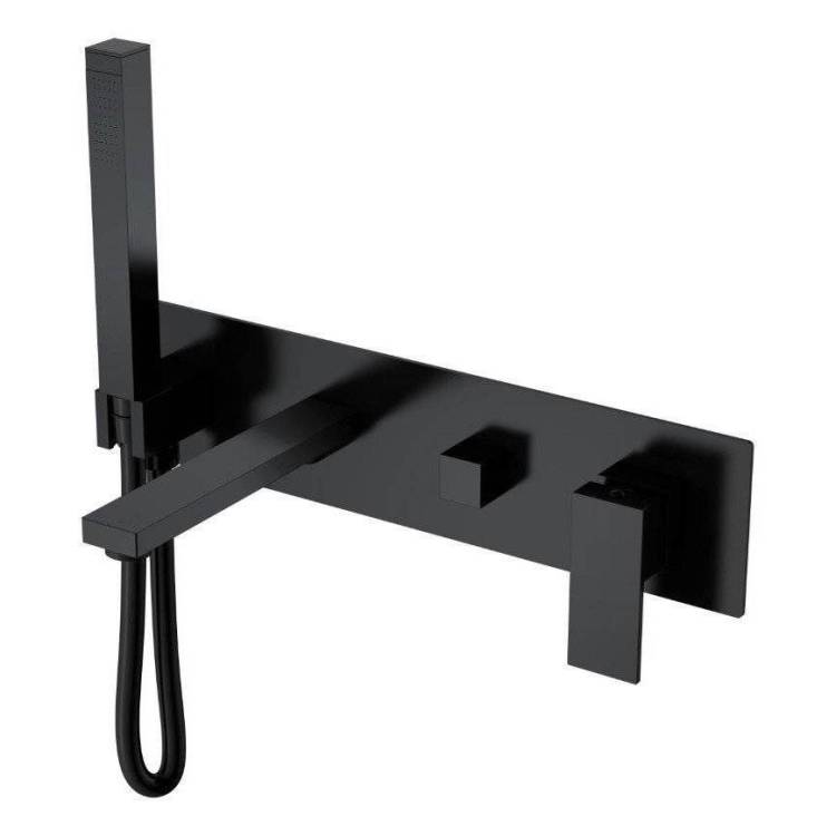 Смеситель для ванны Boheme Qubic 474-2-B Matt Black встраиваемый