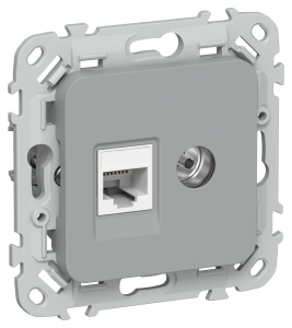 ТВ-розетка+Ethernet RJ45 IEK Flite FI-AK22-2-K03 серый