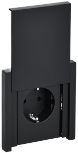 Розетка 1-местная с заземлением, шторками и крышкой IEK Forte&Piano FP-R16-16-44-K02 черный