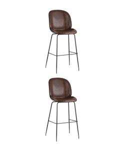 Набор из 2 барных стульев Stool Group Beetle PU 9329C BROWN X2 коричневый со спинкой