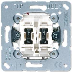 Выключатель двухклавишный Jung 10А 250V с N-клеммой 505KOU5