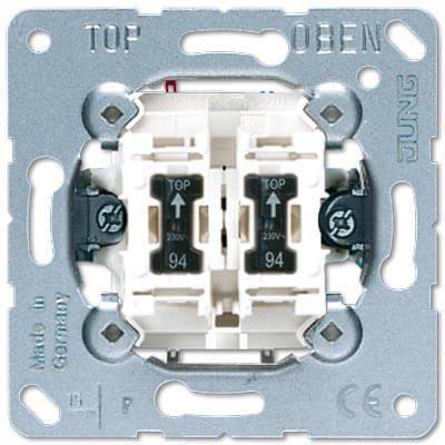 Выключатель двухклавишный Jung 10А 250V с N-клеммой 505KOU5