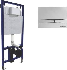 Система инсталляции для унитазов Berges Novum 040253 с кнопкой смыва, хром глянец