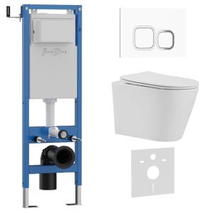 Комплект Iberica Blanca Burgos Alto IB.001M.BRA.234.831 унитаз безободковый, белый, сиденье микролифт, клавиша смыва белый глянцевый