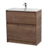 Тумба с раковиной Belbagno Kraft 39 KRAFT39-800/390-2C-PIA-RT 80x39x83 Rovere Tabacco напольная с фрезерованными ручками по всей длине фасада с двумя выкатными ящиками фото 2
