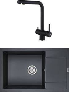 Комплект Paulmark PM317850-BLM черный металлик + Смеситель Paulmark Skalen Sk213020-418 для кухонной мойки